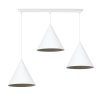 lampa wiszaca sufitowa soho styl nowoczesny trzy metalowe stozki na bialej listwie e27