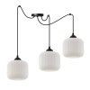 lampa wiszaca zyrandol riffle potrojny pajak w stylu loft z bialymi kloszami ze szkla nad stol i wyspe