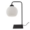lampa stolowa stojaca riffle czarna konstrukcja biala szklana kula glamour jedno zrodlo swiatla