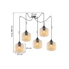 lampa wiszaca sufitowa riffle czarny pajak w stylu loft z piecioma miodowymi kloszami gwint e27