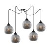 lampa wiszaca sufitowa riffle zyrandol czarny pajak loft grafitowe szklane kule 5 zrodel swiatla