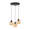 lampa wiszaca sufitowa riffle potrojny zyrandol z miodowymi szklanymi kulami nad stol i wyspe
