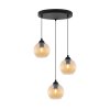 lampa wiszaca sufitowa riffle potrojny zyrandol z miodowymi szklanymi kulami nad stol i wyspe