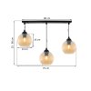 lampa wiszaca sufitowa riffle zyrandol z miodowymi szklanymi kulami z ryflowaniem 3 zrodla