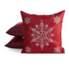 VÁNOČNÍ DEKORAČNÍ POVLAK NA POLŠTÁŘ SNOWFLAKE 45X45 CM ČERVENÁ