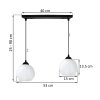 lampa wiszaca sufitowa zyrandol podwojny costa szklany biala kula czarna listwa e27