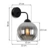 lampa kinkiet scienny grafitowy costa szklany kula glamour do salonu sypialni glamour e27