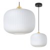 lampa wiszaca sufitowa zyrandol riffle pojedynczy bialy szklany ryflowany walec glamour
