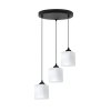 lampa wiszaca sufitowa zyrandol potrojny riffle bialy szklany do salonu kuchni nad stol