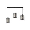 lampa wiszaca sufitowa zyrandol grafitowy potrojny riffle szklany glamour nad stol i wyspe e27