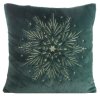 CHLUPATÝ VÁNOČNÍ DEKORAČNÍ POVLAK NA POLŠTÁŘ SNOWFLAKE 45X45 CM ZELENÁ