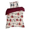 VÁNOČNÍ SATÉNOVÉ POVLEČENÍ ASHER 160X200 CM, 2 KS 70X80 CM VZOROVANÉ
