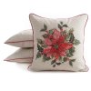 VÁNOČNÍ DEKORAČNÍ POVLAK NA POLŠTÁŘ POINSETTÍ 45X45 CM VZOROVANÁ